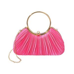 Tigerstars Shimmering Pink Pleated Evening Clutch Bag